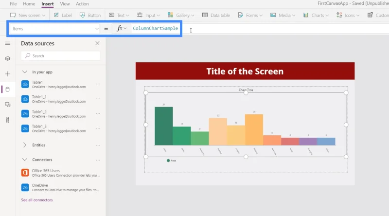 Carta PowerApps, Graf Dan Imej Dinamik