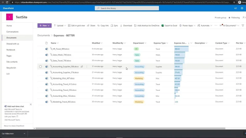 มุมมอง MS SharePoint |  การสร้างและการบันทึก