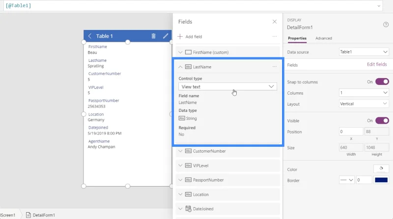 Borang Power Apps Dan Kad Data Dalam Skrin Butiran