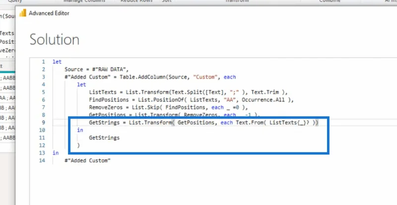 Menggunakan Editor Lanjutan Power Query Untuk Mengeluarkan Nilai Sebelum Teks Tertentu