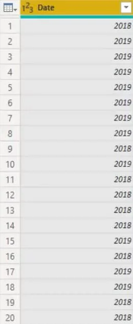 Tabla con Año extraído