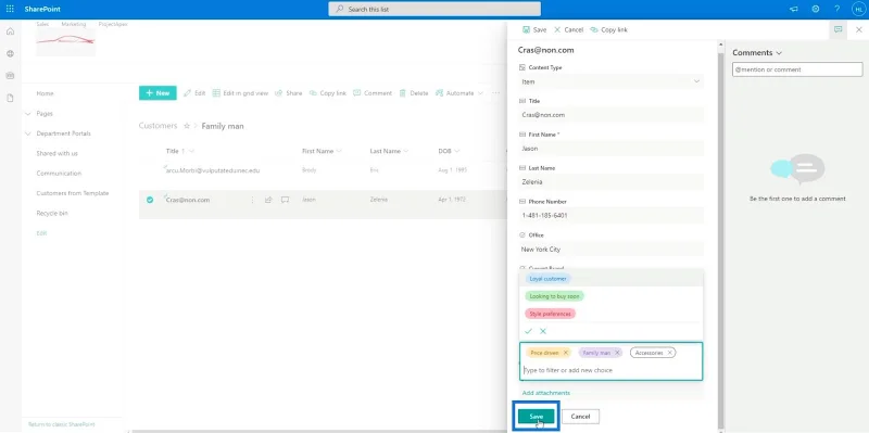 Hinzufügen eines SharePoint-Auswahlfelds zu einer Liste