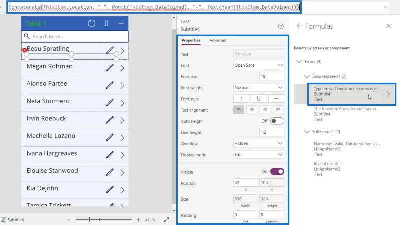 Tutorial Microsoft Power Apps |  Menyemak Ralat
