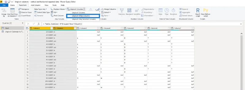 Mengubah Tata Letak Jenis Kalendar Menjadi Format Jadual Dalam LuckyTemplates Menggunakan Editor Pertanyaan
