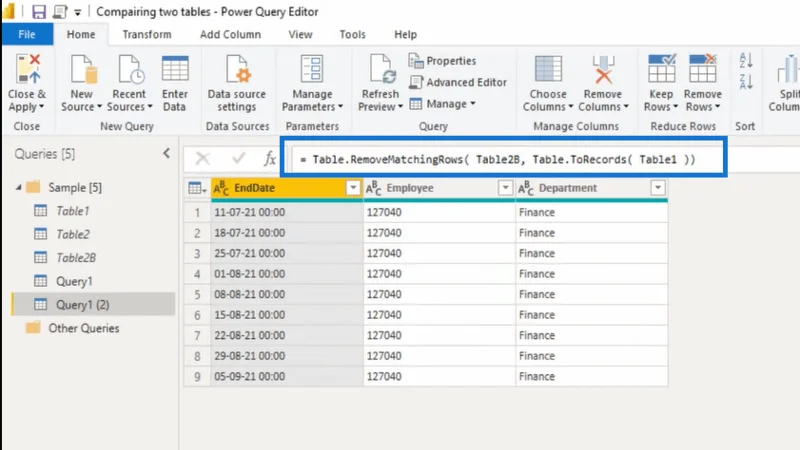Comparaison de tables dans Power Query | Tutoriel LuckyTemplates