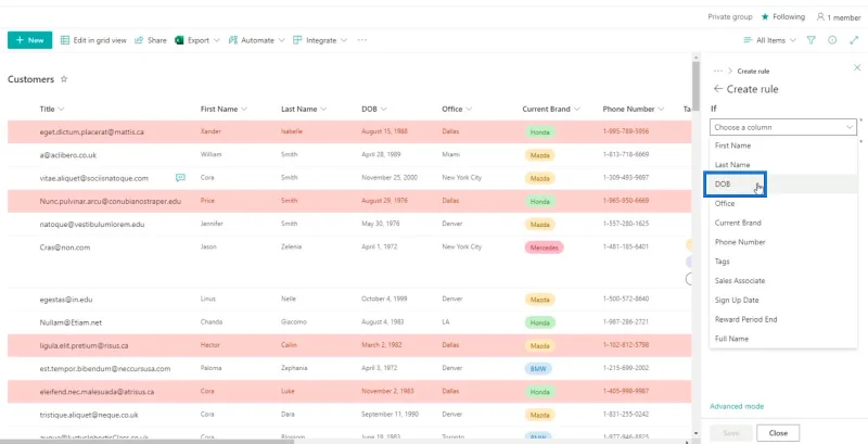 Panduan Pemformatan Senarai SharePoint