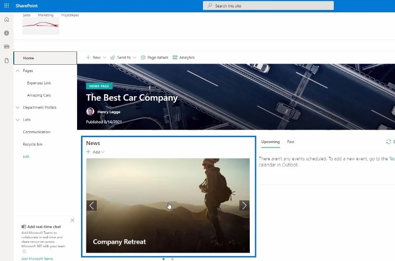 Platform SharePoint: Ciri Rangkaian Sosial