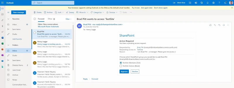 Penyesuaian Permintaan Akses Laman SharePoint