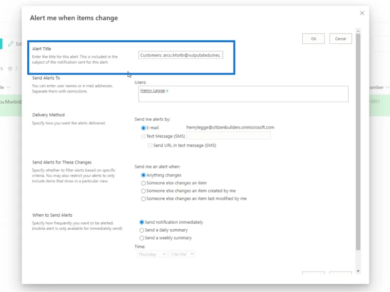การตั้งค่าการแจ้งเตือนรายการ SharePoint