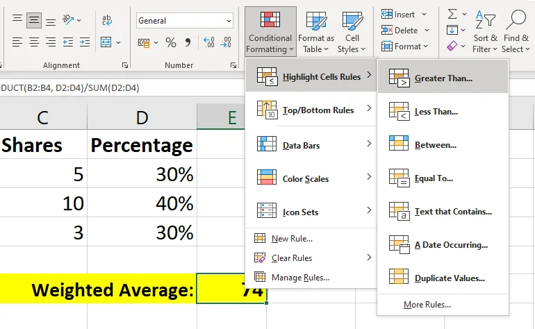 Yüzdelerle Excel'de Ağırlıklı Ortalama Nasıl Hesaplanır?