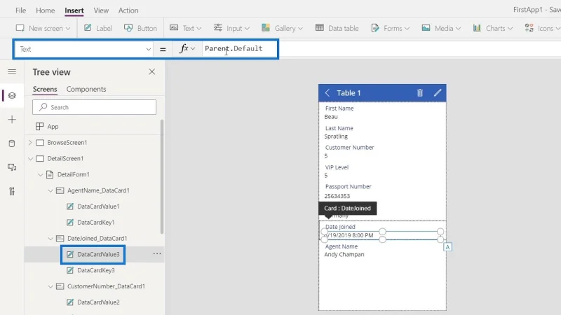 Kad Data PowerApps Dan Tugasan Harta