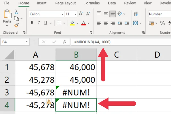 วิธีปัดเศษเป็นพันที่ใกล้ที่สุดใน Excel