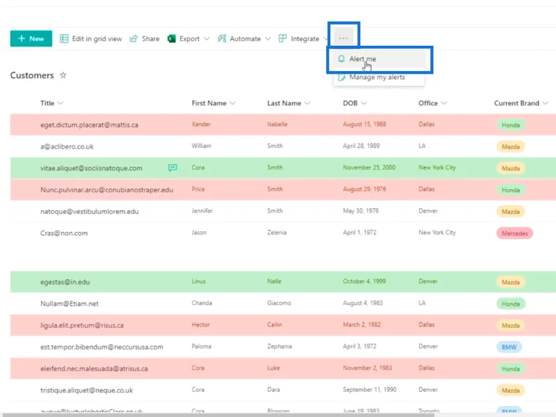 การตั้งค่าการแจ้งเตือนรายการ SharePoint