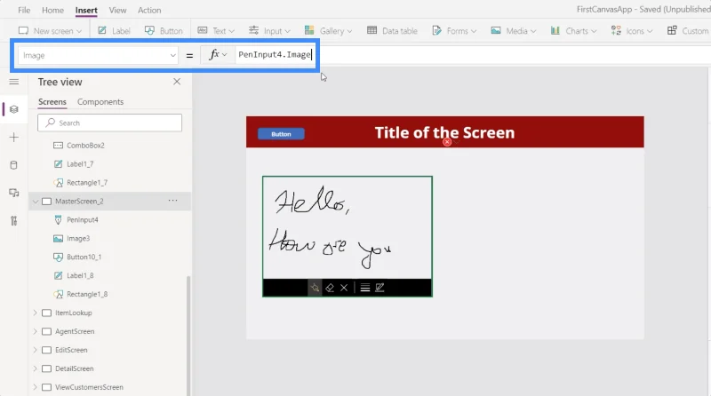 Imej PowerApps Digabungkan Dengan Pen, Kamera Dan Muat Naik Input Foto