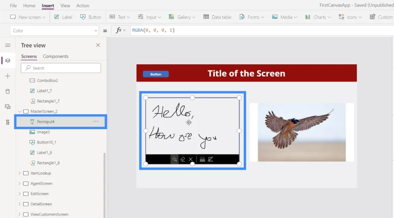 Imej PowerApps Digabungkan Dengan Pen, Kamera Dan Muat Naik Input Foto