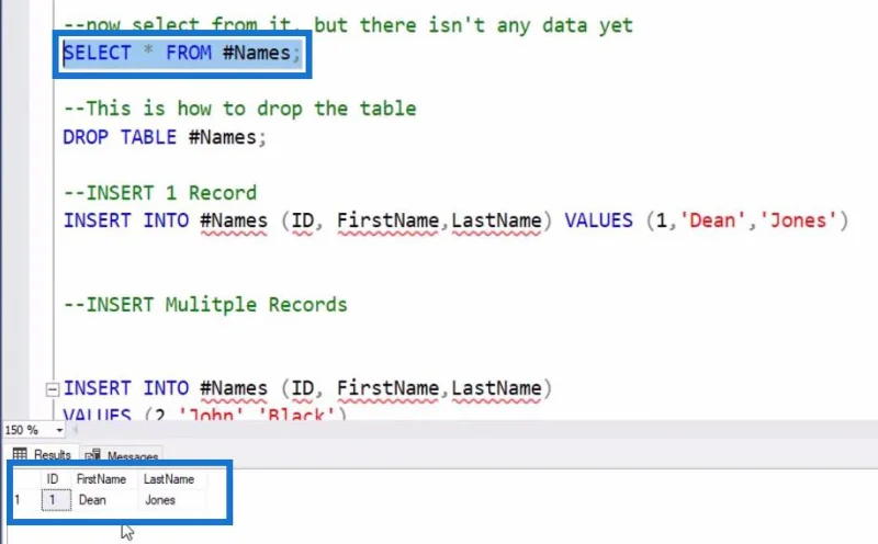 การใช้งานตาราง SQL เบื้องต้น