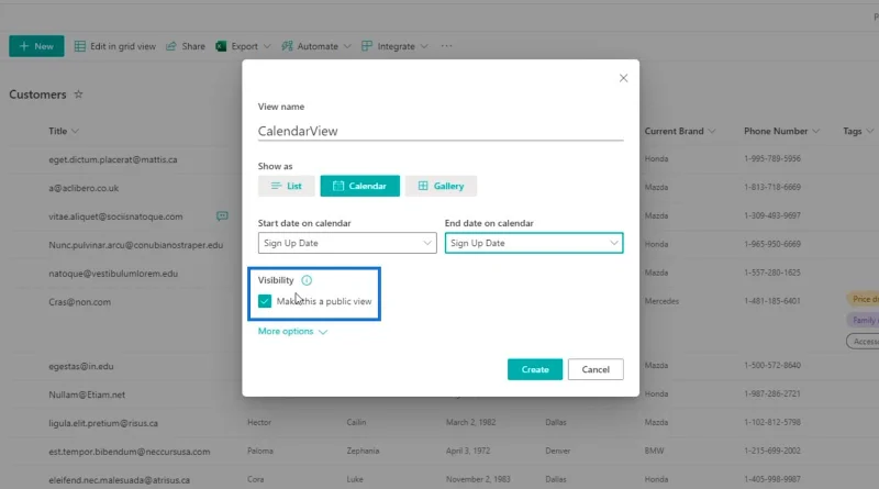 มุมมองปฏิทินรายการ SharePoint
