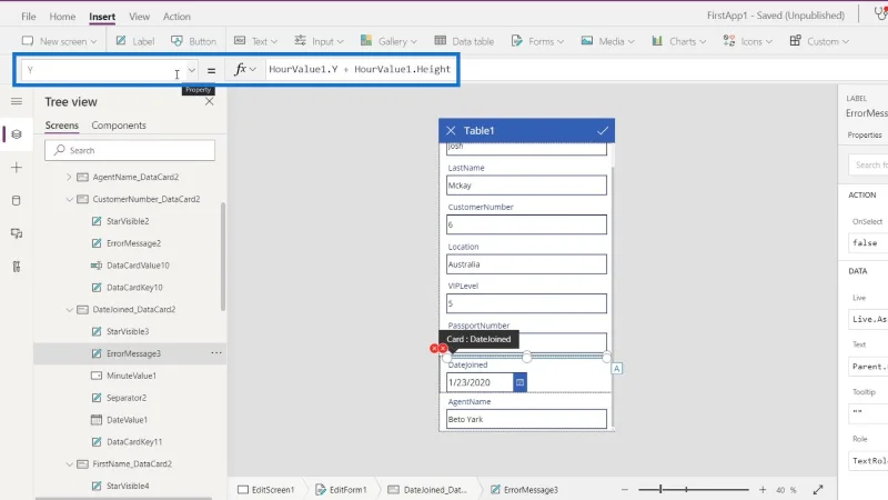 Skrin PowerApps: Mengedit Dan Mengemas kini