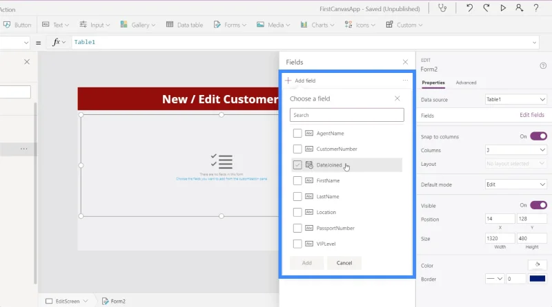 Skrin Butiran MS Power Apps Dan Skrin Borang