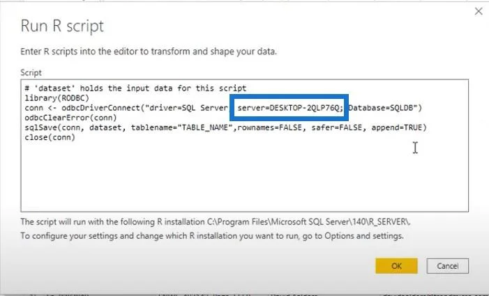Cipta Laporan LuckyTemplates Kepada Pelayan SQL Menggunakan Skrip R