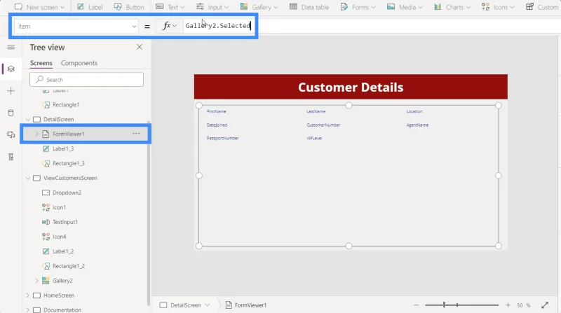 Skrin Butiran MS Power Apps Dan Skrin Borang