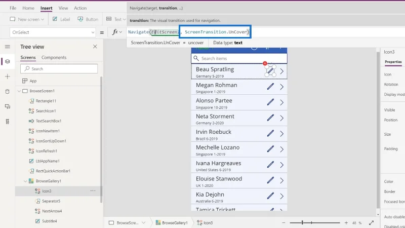 Gambaran Keseluruhan Konteks Navigasi PowerApps