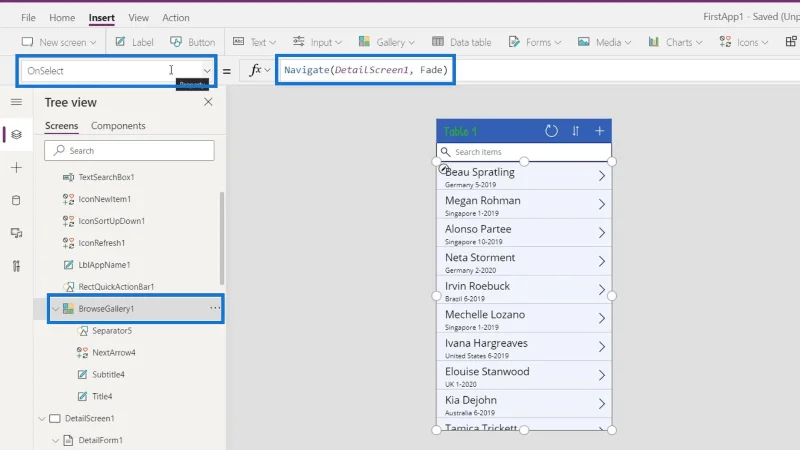 Gambaran Keseluruhan Konteks Navigasi PowerApps