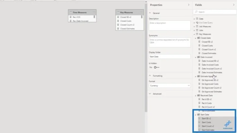 Création de tables de mesures et de sous-dossiers dans LuckyTemplates