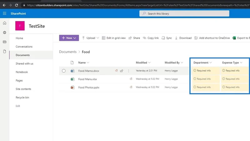 Hinzufügen von Metadaten in SharePoint mithilfe von Spalten