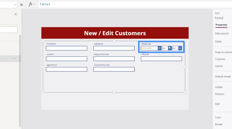 Skrin Butiran MS Power Apps Dan Skrin Borang