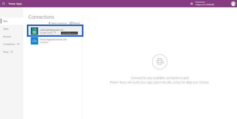 Persediaan Persekitaran Power Apps: Sambung Ke OneDrive & Google Drive