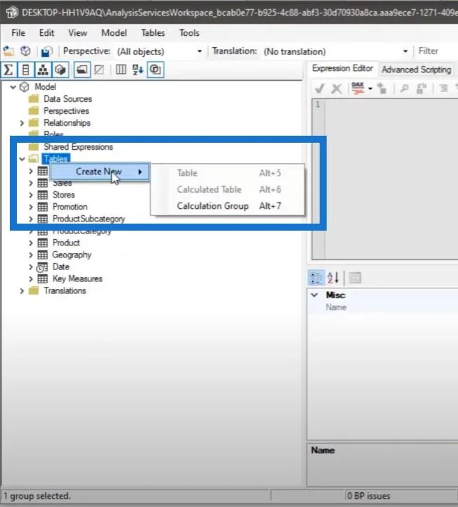 Use el editor tabular para crear grupos de cálculo en LuckyTemplates