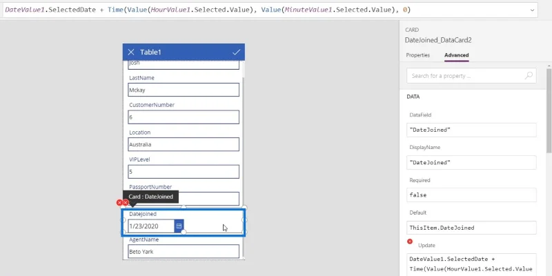 Skrin PowerApps: Mengedit Dan Mengemas kini