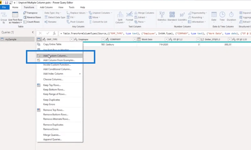 Lajur Unpivot LuckyTemplates – Tutorial Power Query