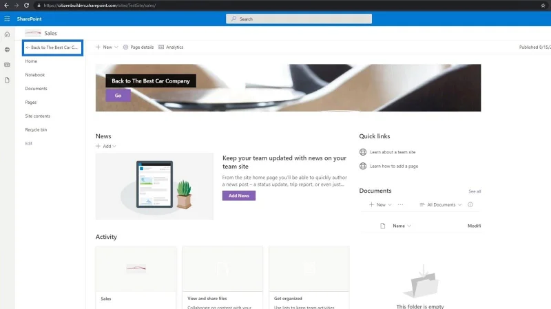 Elemen Navigasi Tapak SharePoint: Gambaran Keseluruhan