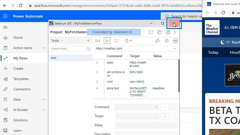 Selenium IDE Dalam Aliran UI Power Automate