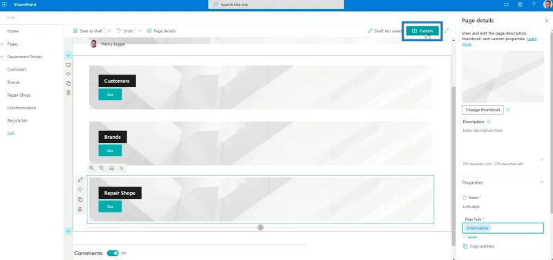 Menambah Navigasi Senarai SharePoint