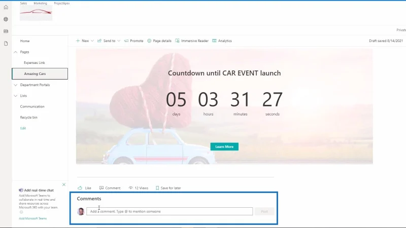 Platform SharePoint: Ciri Rangkaian Sosial