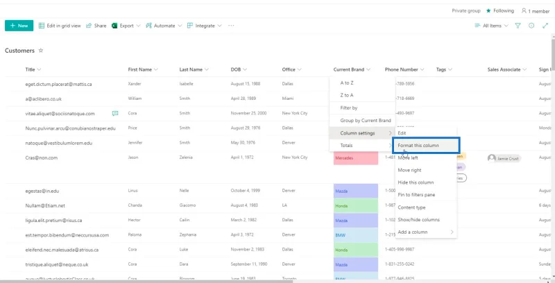 Panduan Pemformatan Senarai SharePoint