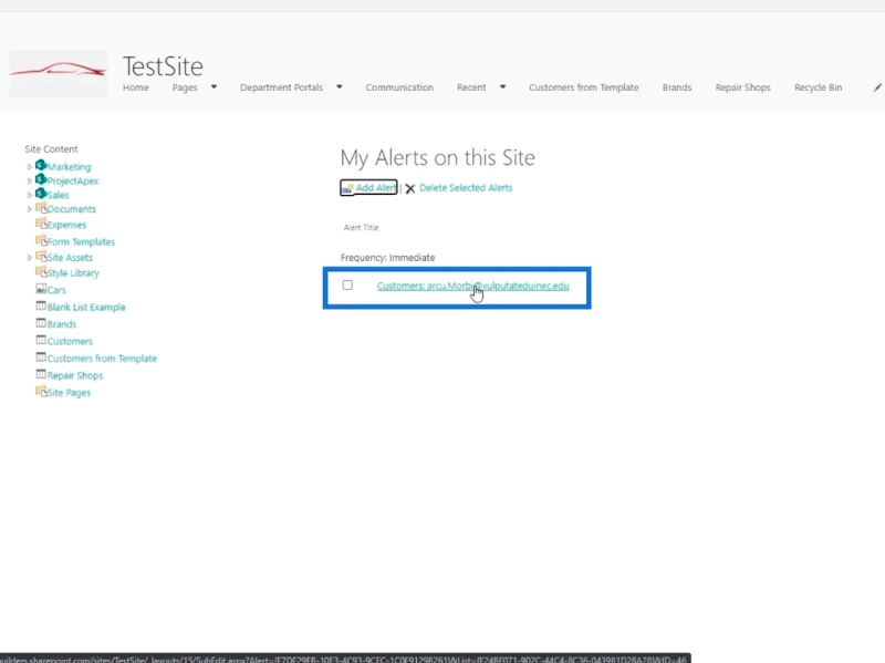 การตั้งค่าการแจ้งเตือนรายการ SharePoint