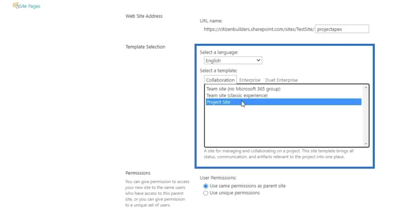 Tapak Projek SharePoint: Penciptaan Dan Konfigurasi