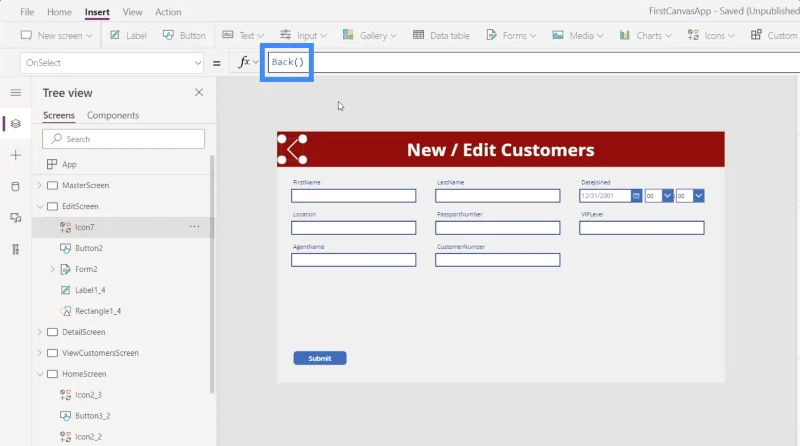 Skrin Butiran MS Power Apps Dan Skrin Borang