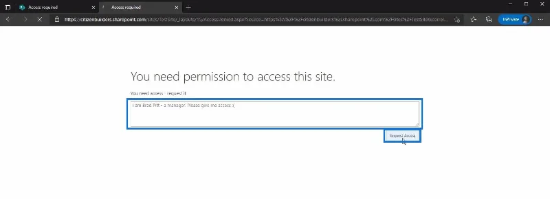 Penyesuaian Permintaan Akses Laman SharePoint