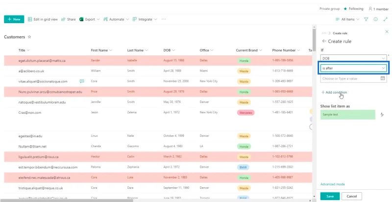 Panduan Pemformatan Senarai SharePoint