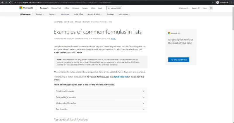 คอลัมน์จากการคำนวณใน SharePoint |  ภาพรวม