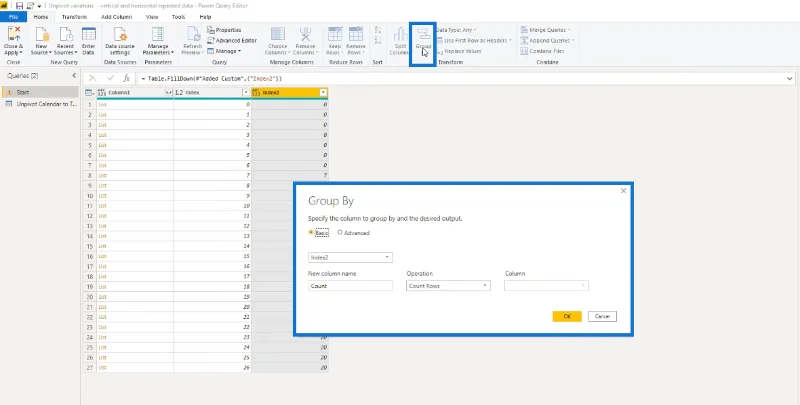 Mengubah Tata Letak Jenis Kalendar Menjadi Format Jadual Dalam LuckyTemplates Menggunakan Editor Pertanyaan