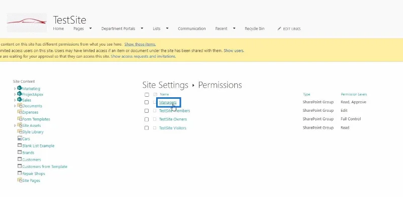 Penyesuaian Permintaan Akses Laman SharePoint