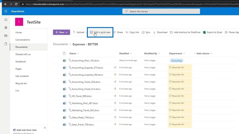 Hinzufügen von Metadaten in SharePoint mithilfe von Spalten