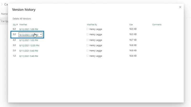 Versionierung in der SharePoint-Dokumentbibliothek