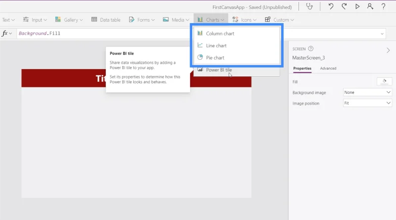Carta PowerApps, Graf Dan Imej Dinamik